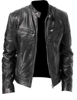 Schmale PU-Lederjacke für Herren: Zeitgenössische Eleganz