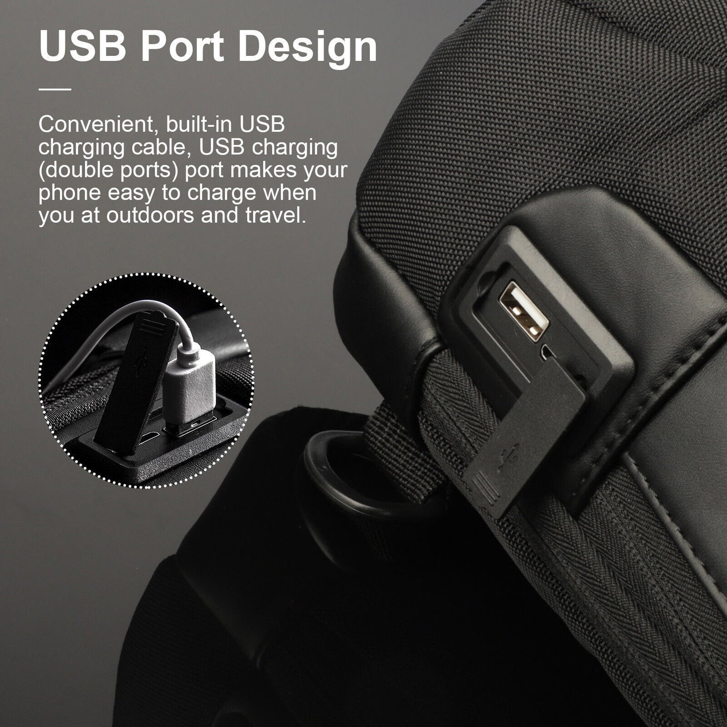Multifunktionale wasserdichte Hüfttasche für Herren, diebstahlsichere Umhängetasche, Crossbody-Schultertasche mit USB-Ladeanschluss