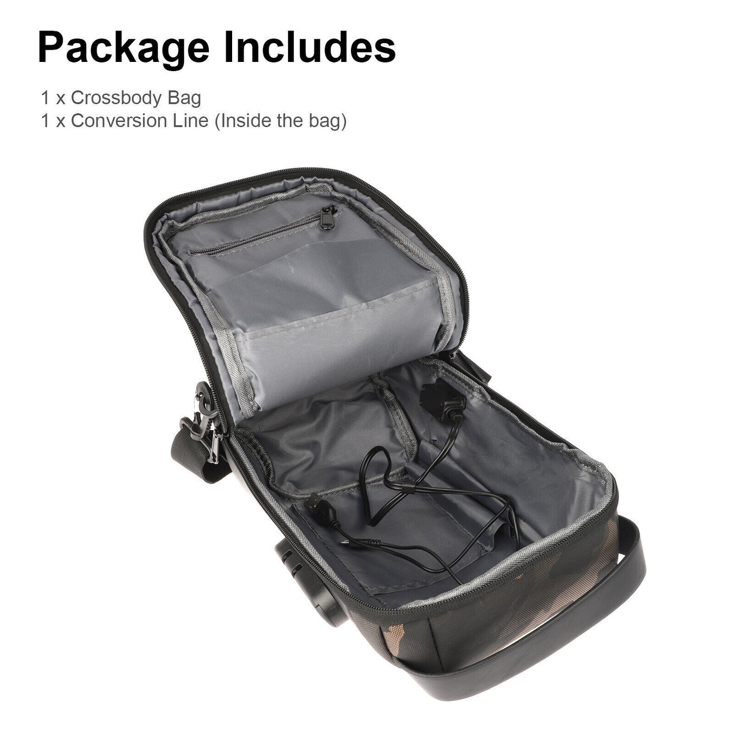 Multifunktionale wasserdichte Hüfttasche für Herren, diebstahlsichere Umhängetasche, Crossbody-Schultertasche mit USB-Ladeanschluss