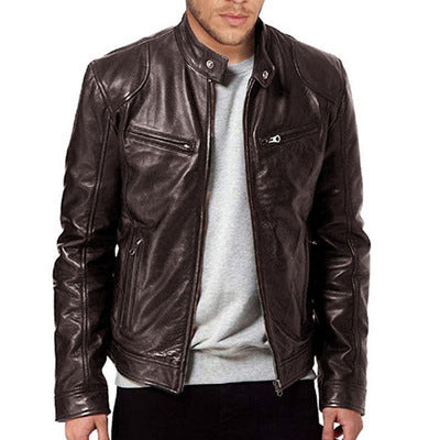 Schmale PU-Lederjacke für Herren: Zeitgenössische Eleganz