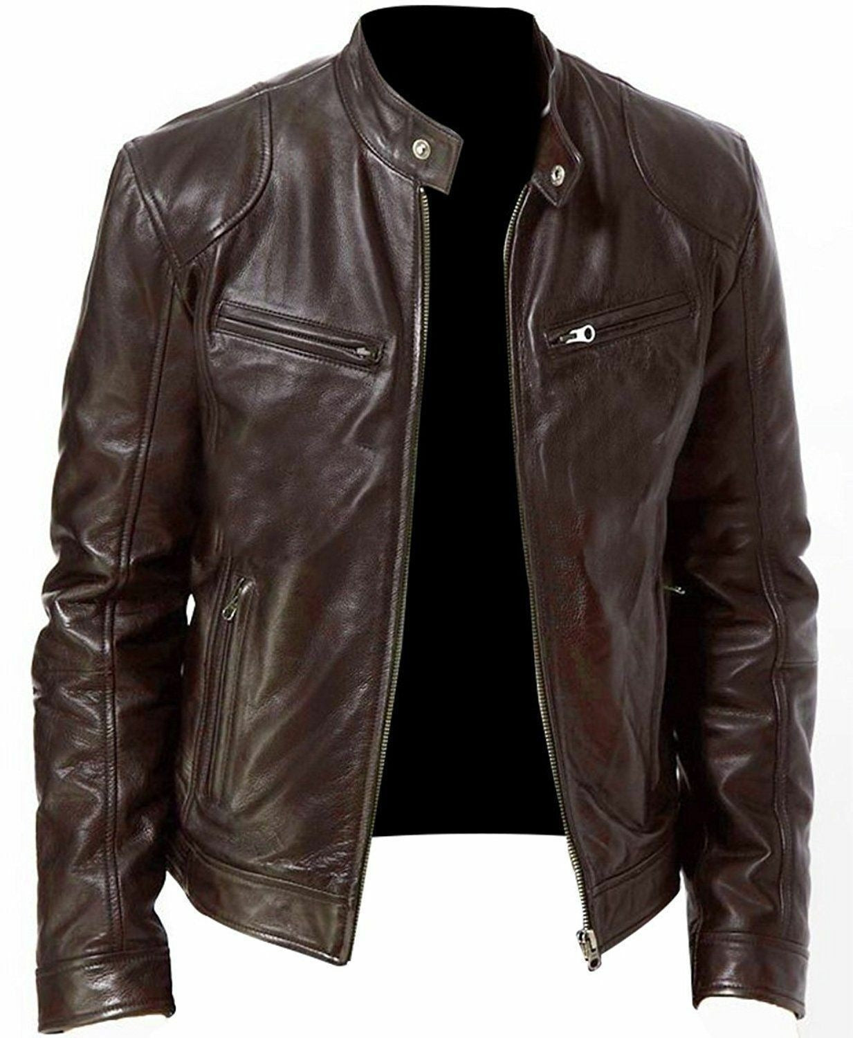 Schmale PU-Lederjacke für Herren: Zeitgenössische Eleganz