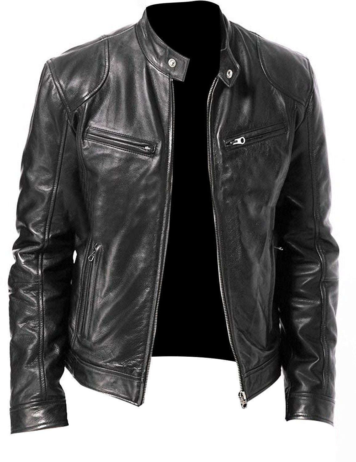 Schmale PU-Lederjacke für Herren: Zeitgenössische Eleganz