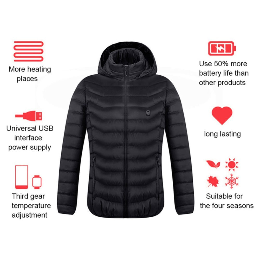 USB-beheizte Jacke mit Kapuze – Sofortwärme für den Winter